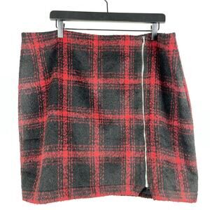 Asos NWT Women's Tweed Skirt Red Black Tartan Size 16
